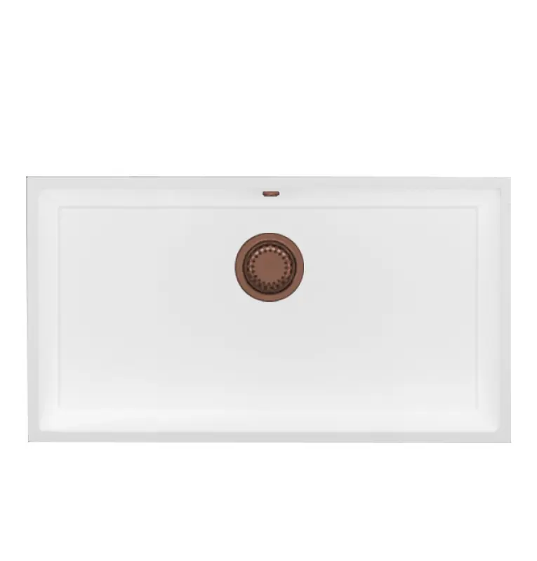 GraniteMy Universal granite large white sink 74x40 cm white top-mounted, undermount and flush-mount with copper plug 1208967162
