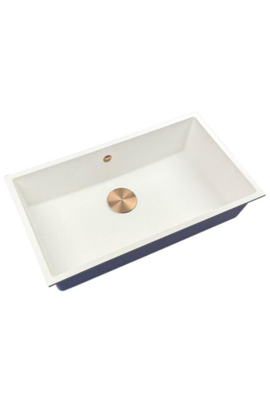 GraniteMy Universal granite large white sink 74x40 cm white top-mounted, undermount and flush-mount with copper plug 1208967162