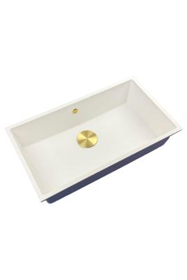 GraniteMy Universal suuri valkoinen graniittiallas 74x40 cm valkoinen, pinta-, alta- ja tasoasennus kultaisella tulppalla 1208967163