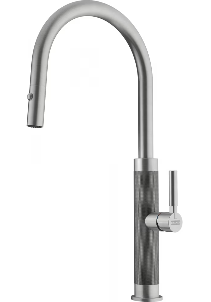 Franke Mythos Masterpiece Kitchen Faucet Stainless Steel with J-Spout and Pull-Out Spray Head - 115.0711.554 - Productafbeelding