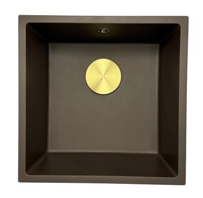 GraniteMy Universal graniittinen kahvila-allas 40x40 cm asennus, upotus ja tasoasennus ruostumattomasta teräksestä valmistetulla tulppalla 1208967212