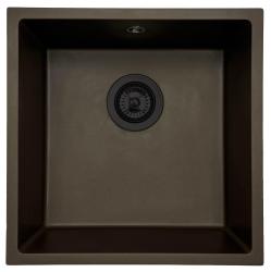 GraniteMy Universele granieten café spoelbak 40x40 cm voor opbouw, onderbouw en vlakbouw met zwarte plug 1208967216