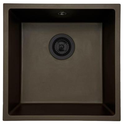 GraniteMy Universele granieten café spoelbak 40x40 cm voor opbouw, onderbouw en vlakbouw met zwarte plug 1208967216