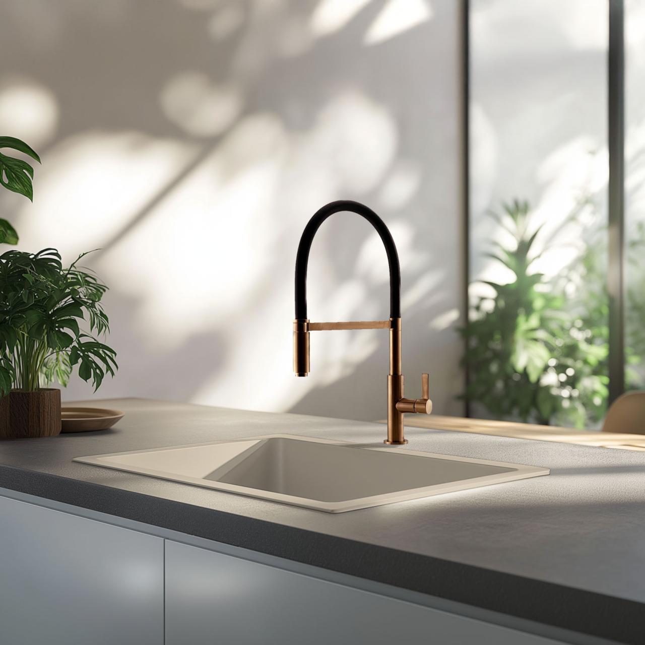 GraniteMy Universal granite beige sand sink 50x40 cm top-mounted, undermount and flush-mount with copper plug 1208967221 - Productafbeelding 3