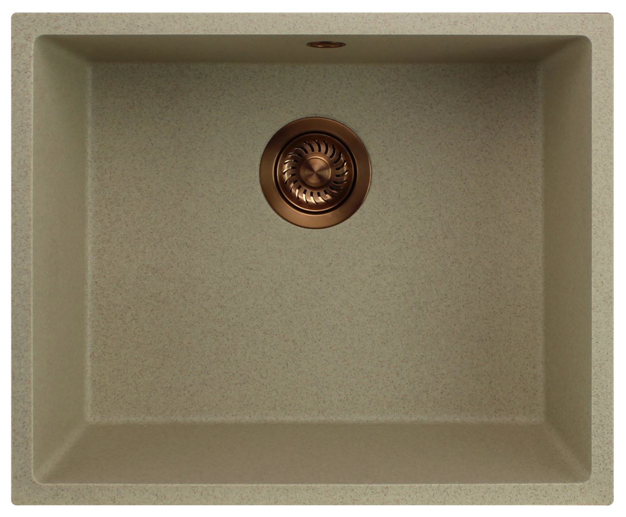 GraniteMy Universal granite beige sand sink 50x40 cm top-mounted, undermount and flush-mount with copper plug 1208967221 - Productafbeelding