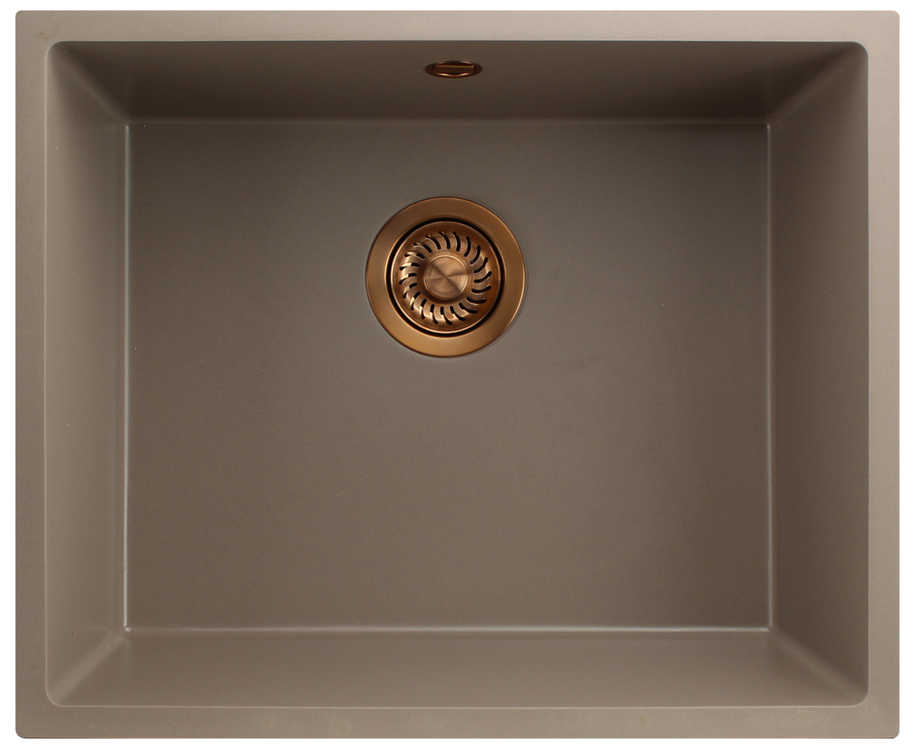 GraniteMy Universal granite taupe sink 50x40 cm top-mounted, undermount and flush-mount with copper plug 1208967225 - Productafbeelding