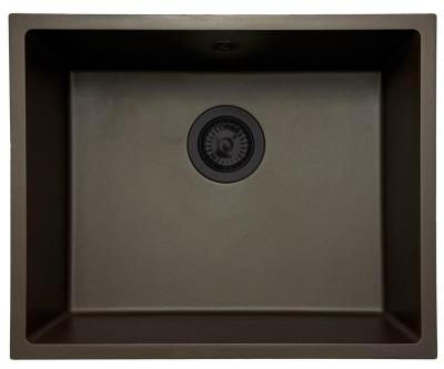 GraniteMy Universele granieten café spoelbak 50x40 cm voor opbouw, onderbouw en vlakbouw met zwarte plug 1208967228