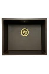 GraniteMy Universele granieten cafés spoelbak 50x40 cm opbouw, onderbouw en vlakbouw met afvoerplug 1208967230