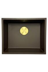 GraniteMy Universele granieten cafés spoelbak 50x40 cm opbouw, onderbouw en vlakbouw met afvoerplug 1208967230