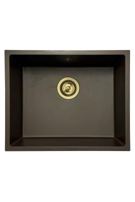 GraniteMy Universele granieten cafés spoelbak 50x40 cm opbouw, onderbouw en vlakbouw met afvoerplug 1208967230