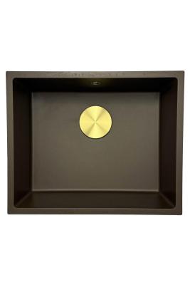 GraniteMy Universele granieten cafés spoelbak 50x40 cm opbouw, onderbouw en vlakbouw met afvoerplug 1208967230