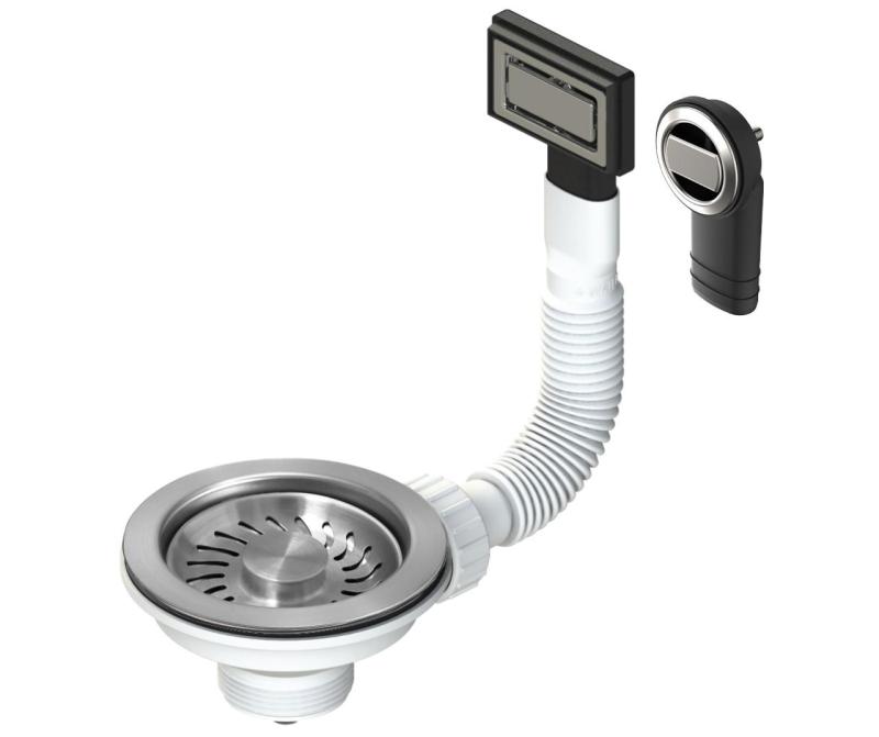 Granitemy basket strainer set brushed stainless steel, drain set sink incl. overflow round and rectangular 1208967254