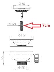 Granitemy ontluchtingsschroef 7 cm M12x70mm voor verlenging van korfplugset voor dikke materialen 1208967255
