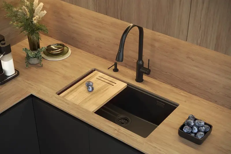 Quadri Newport II suuri ja syvä pesuallas graniittia, pinta- ja upotusasennus, harmaa pesuallas 76x45 cm ruostumattomasta teräksestä valmistetulla tulppalla 1208967272