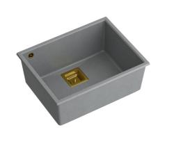 Quadri Quadrangle harmaa graniitti upotettava pesuallas kultaisella tulppalla 55x42 cm 1208967275