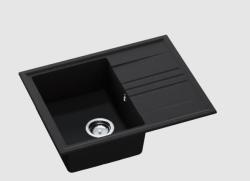 GraniteMy Vesi matala graniittinen musta pesuallas 64x50cm valutustasolla, käännettävä, ruostumattomasta teräksestä valmistetulla tulpalla 1208967280