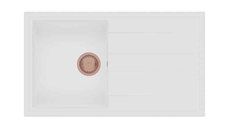 GraniteMy Vesi graniittirakenne valkoinen tiskiallas 86x50cm valutusalueella, joka on kääntyvä kuparitulpan kanssa 1208967294