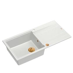 Quadri Luton valkoinen graniitti yläpuolinen tiskiallas valutustasolla, käännettävä, 100x50cm, kuparitulppa 1208967318