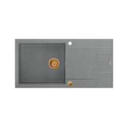 Quadri Luton harmaa graniittinen päällimmäinen pesuallas valutustasolla, käännettävä, 100x50 cm, kuparitulppa 1208967324