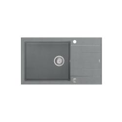Quadri Luton harmaa graniittinen suuri päällinen pesuallas valutusalueella, käännettävä, 86x50 cm, ruostumattomasta teräksestä valmistetulla tulpalla 1208967330