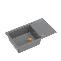 Quadri Luton harmaa graniittinen suuri päällinen pesuallas valutustasolla, käännettävä, 86x50 cm, kuparitulppa 1208967331
