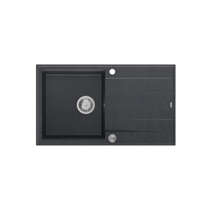 Quadri Luton antrasiittinen graniittinen uppoallas, käännettävä tippualusta 86x50 cm, ruostumattomasta teräksestä valmistettu tulppa 1208967343