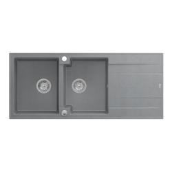 Quadri Luton rakennettuna kaksinkertainen graniittiallas harmaa tippumisalueella 116x50 cm ruostumattomasta teräksestä valmistetulla tulppa 1208967360