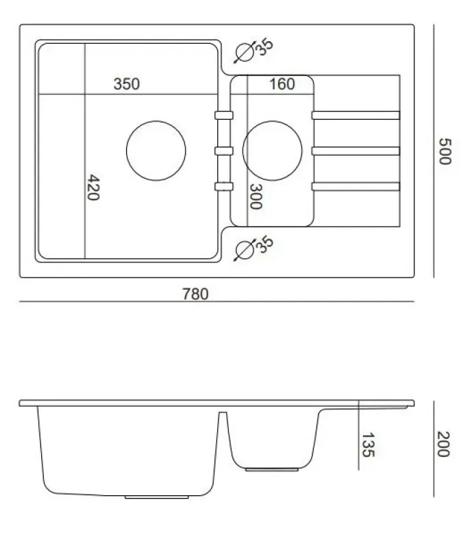 Quadri Cardigan grey 1.5 granite inset sink with drainer reversible 78x50cm 1208967380