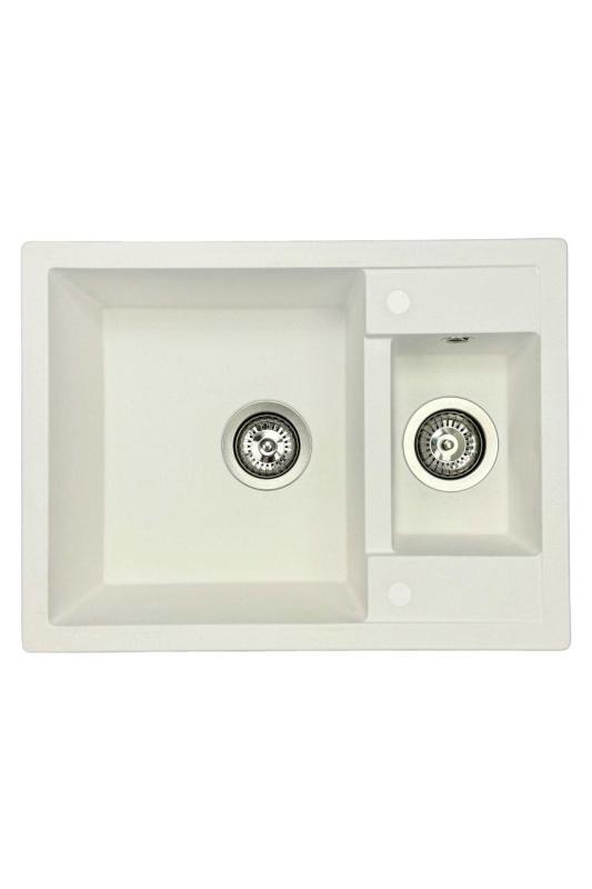 GraniteMy Smart extra matala 1,5 graniittinen pinta-asennettava valkoinen pesuallas 58x44cm 1208967418