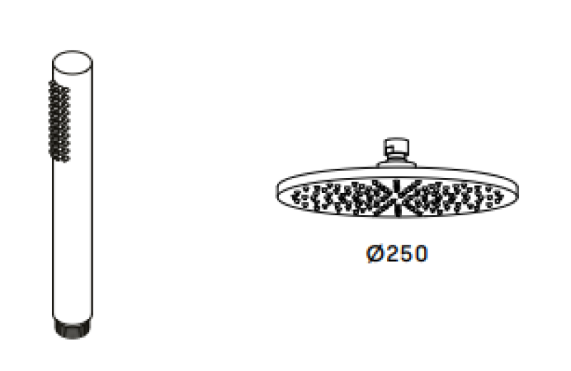 Waterevolution Flow shower combination with natural brass rain shower 250mm T141N25LE