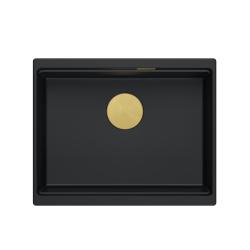 Quadri Newport II graniitti upotettava musta pesuallas 560x450 mm kultaisella tulppalla ja viemärin kannella 1208967449