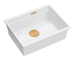 Quadri Newport II valkoinen graniitti upotettava pesuallas valkoinen 560x450mm kuparisella tulppalla 1208967452