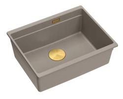 Quadri Newport II graniitti alta-asennettava taupe pesuallas 560x450mm kultaisella tulppalla ja viemärikannella 1208967454