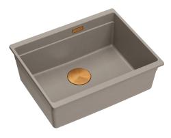 Quadri Newport II graniitti upotettava taupe -pesuallas 560x450mm kuparisella tulpalla ja viemärinsulkijalla 1208967455