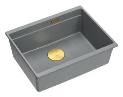 Quadri Newport II graniitti alusallas harmaa pesuallas 560x450mm kultaisella tulppalla ja viemärikannella 1208967457