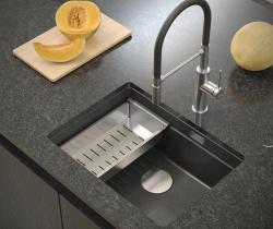 Quadri Newport II graniitti alapuolinen antrasiitti pesuallas 560x450mm ruostumattomasta teräksestä valmistetulla tulpalla ja viemärin kannella 1208967459
