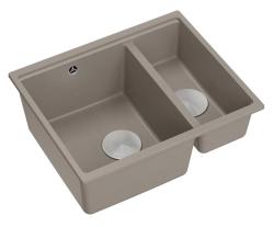 Quadri Newport II taupe 1,5 allas graniittia, asennus päälle tai alle, 555x460mm, ruostumattomasta teräksestä valmistetulla tulppalla 1208967466