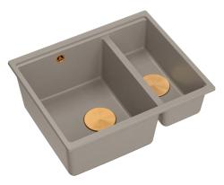 Quadri Newport II taupe 1,5 pesuallas graniitti pinta- ja alapuolinen pesuallas 555x460mm kuparisella tulppa 1208967468