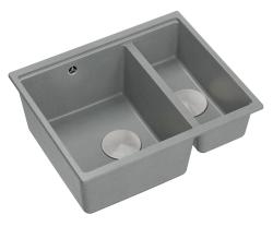 Quadri Newport II harmaa 1,5-altainen graniittiallas, asennus päälle ja alle, 555x460mm, ruostumattomasta teräksestä valmistetulla tulppa, 1208967469