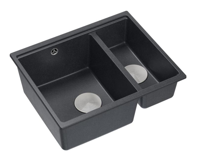 Quadri Newport II antrasiitti 1,5-altaallinen graniittiallas, pinta- ja alapuolinen asennus, 555x460 mm, ruostumattomasta teräksestä valmistettu tulppa 1208967472