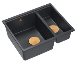 Quadri Newport II antrasiitti 1,5 allas graniitti päälle asennettava ja upotettava allas 555x460mm kuparisella tulppalla 1208967474