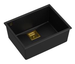 Quadri Quadrangle musta graniitti alaasennettava pesuallas 55x42cm kultaisella tulppalla 1208967475