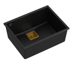 Quadri Quadrangle musta graniitti alapuolinen pesuallas 55x42cm kuparisella tulppalla 1208967476