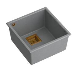 Quadri Quadrangle harmaa graniitti upotettava pesuallas 42x42 cm kuparisella tulppalla 1208967485