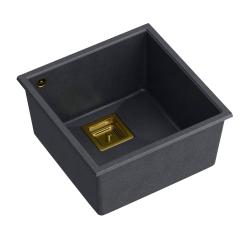 Quadri Quadrangle antrasiitti graniitti alapuolinen pesuallas 42x42cm kultaisella tulppalla 1208967487