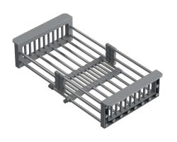 Quadri Universeel uitschuifbare inzetbak inzetmandje of restenmandje roestvrij staal met grijze handgrepen 225mm breed 1208967543