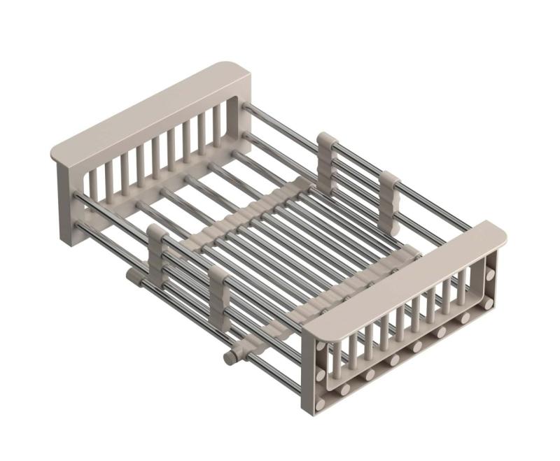 Quadri Universal extendable insert drainer basket stainless steel with beige handles 225mm wide 1208967544