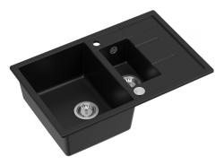 Quadri Brenton musta graniitti päälle asennettava 1,5 allas valutustasolla 78x50cm ruostumattomalla teräksellä tulpalla 1208967553