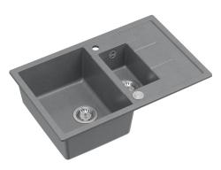 Quadri Brenton harmaa graniittitaso 1,5 allasta valutusalueella 78x50 cm ruostumattomasta teräksestä valmistetulla tulpalla 1208967559