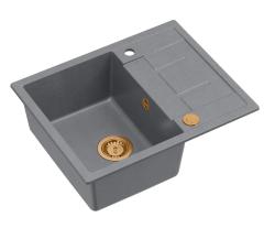 Quadri Dalton harmaa graniittinen päällinen pesuallas valutustasolla 62x50cm kuparitulppalla 1208967566